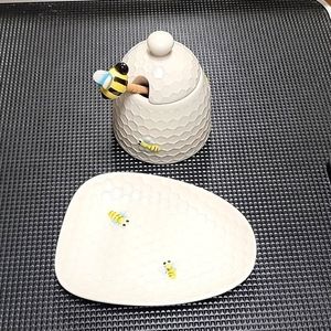 Bee hive spoon rest and honey pot